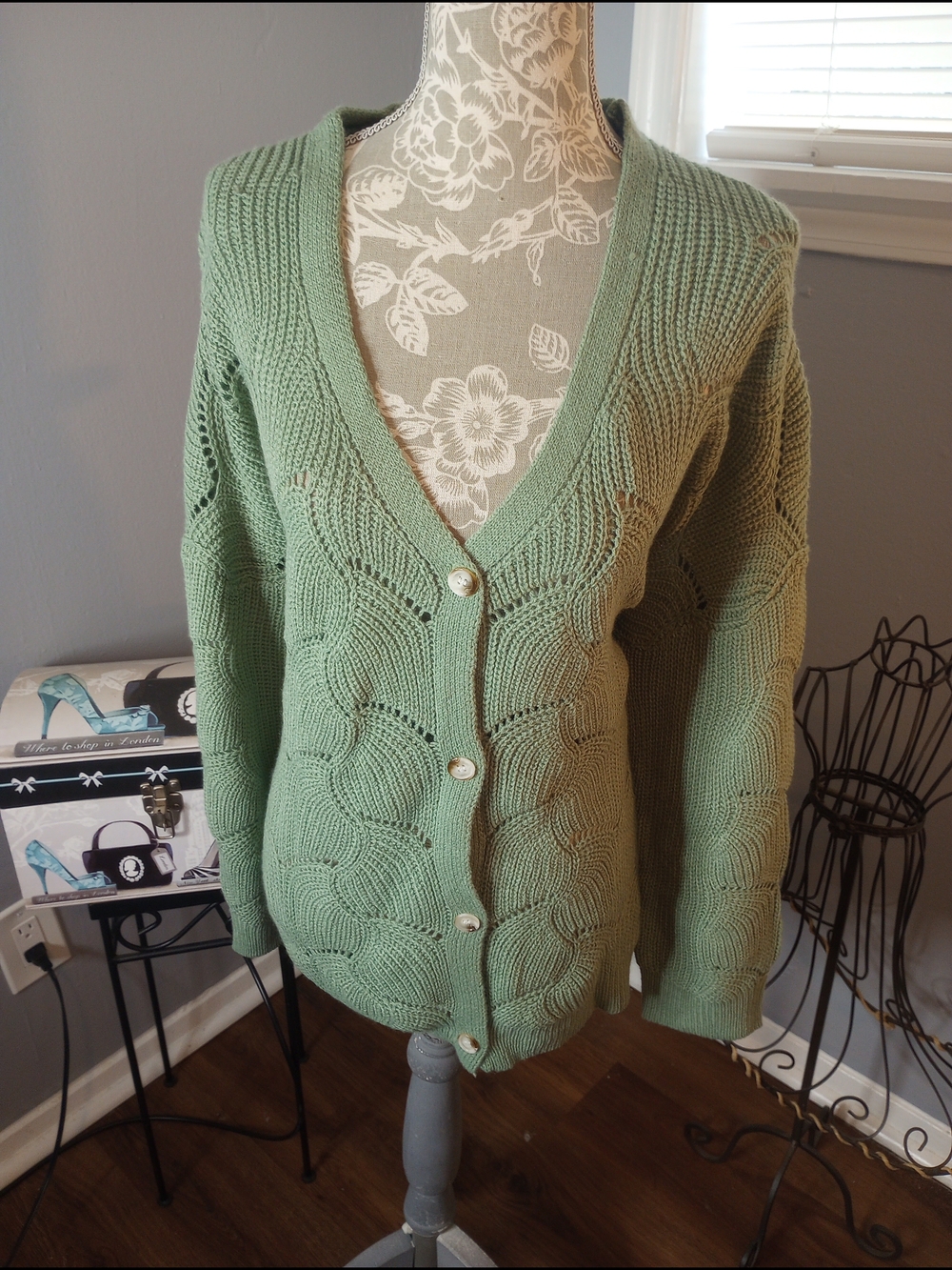 2 For $10 Light Green Knit‎ Button-Front Women’s Cardigan Sweater Kohl's
